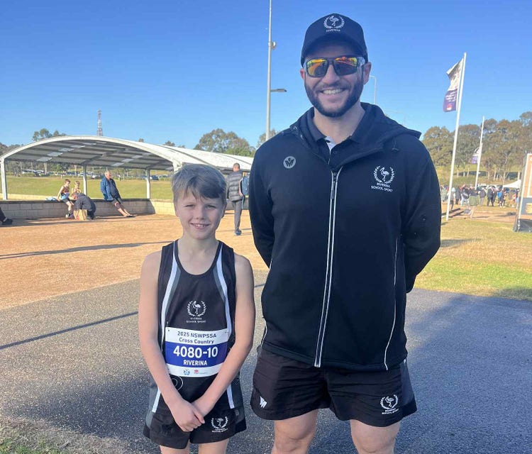 Riverina Manager and FPS Teacher Mr Mastellotto with Student Remy Meredith